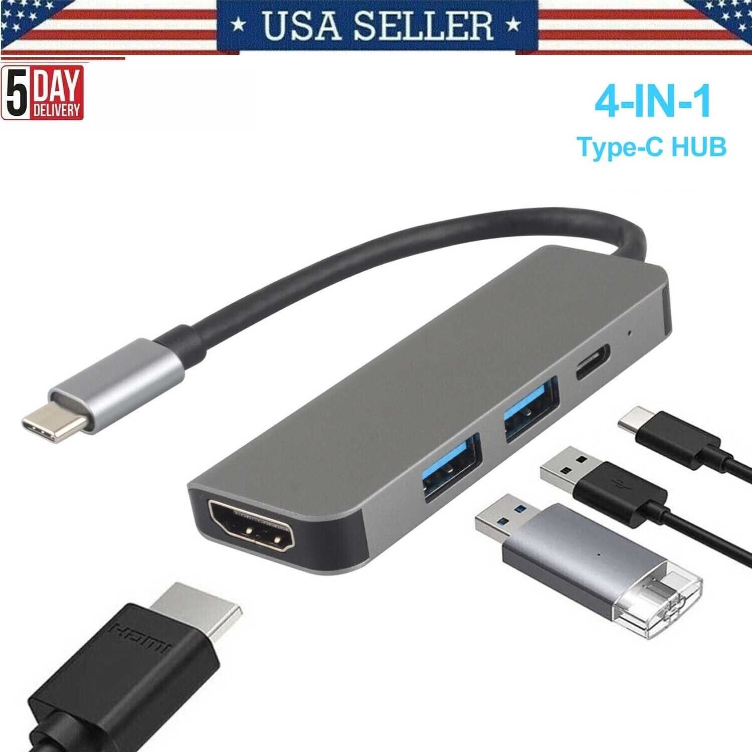 4 in 1 Multifunction Type-C HUB To 4K HDMI USB 3.0 PD Charging Port Adapter USA