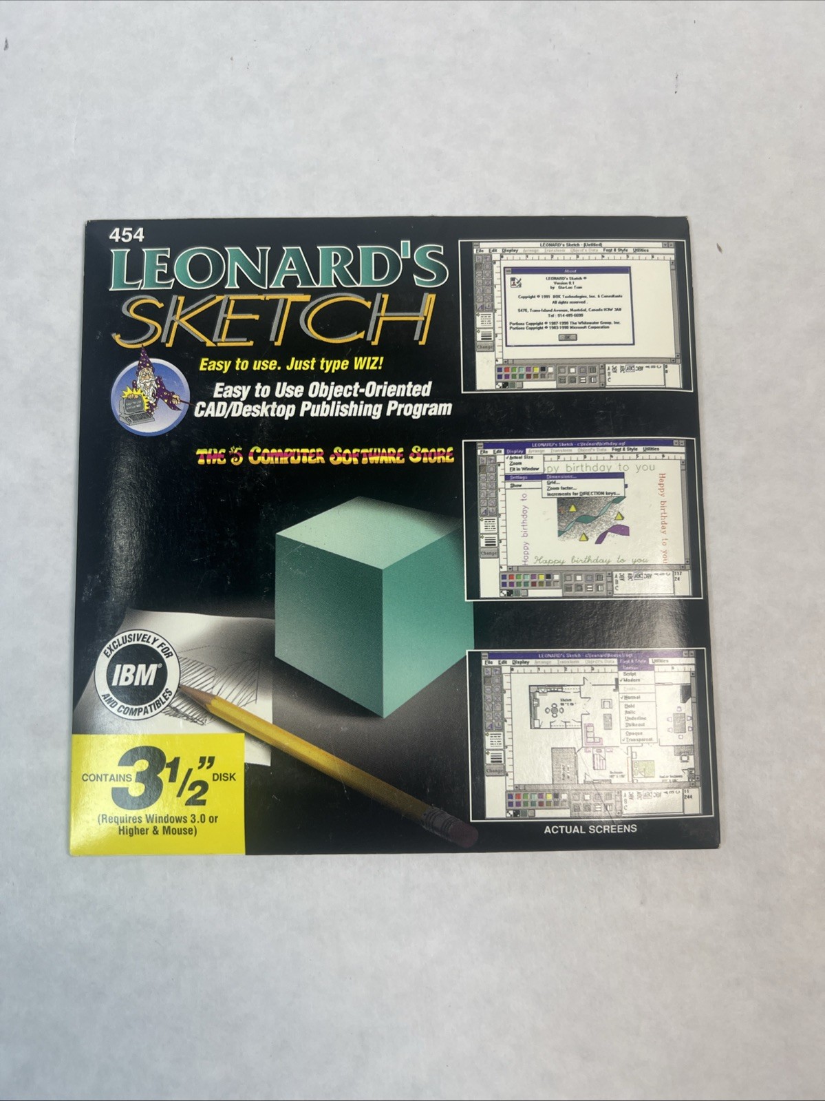 Wiz Technology Vintage 1994 Leonard's Sketch Floppy Disc, Computer, Sealed 3.5”