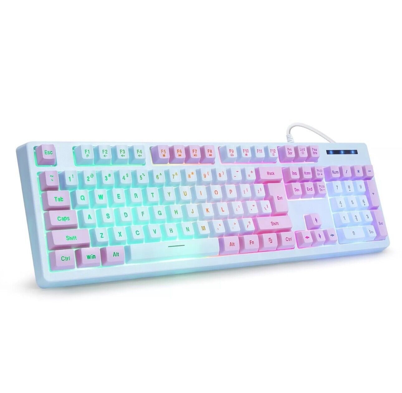 E-YOOSO CQ104 Ergonomic Gaming Keyboard LED Backlit, Floating Keys, Wired for PC