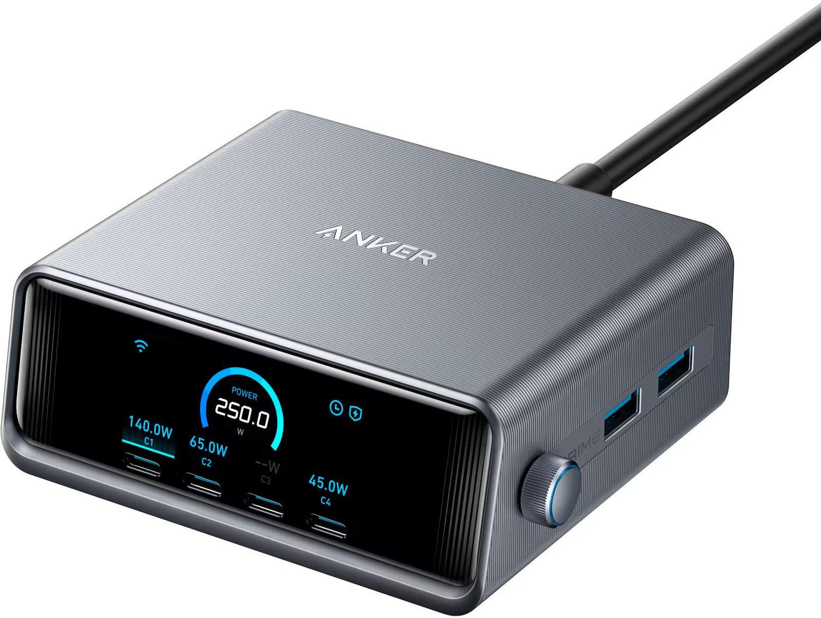 Anker - Prime Charger (250W, 6 Ports, GaNPrime) - Silver
