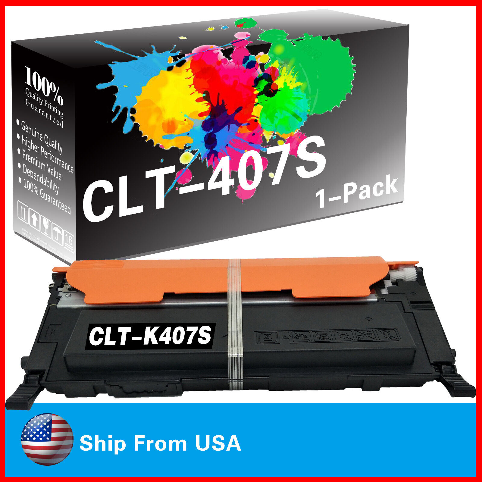 1PK CLT-K407S CLT407S black Toner Cartridge for CLX-3285 CLX-3185 Printer