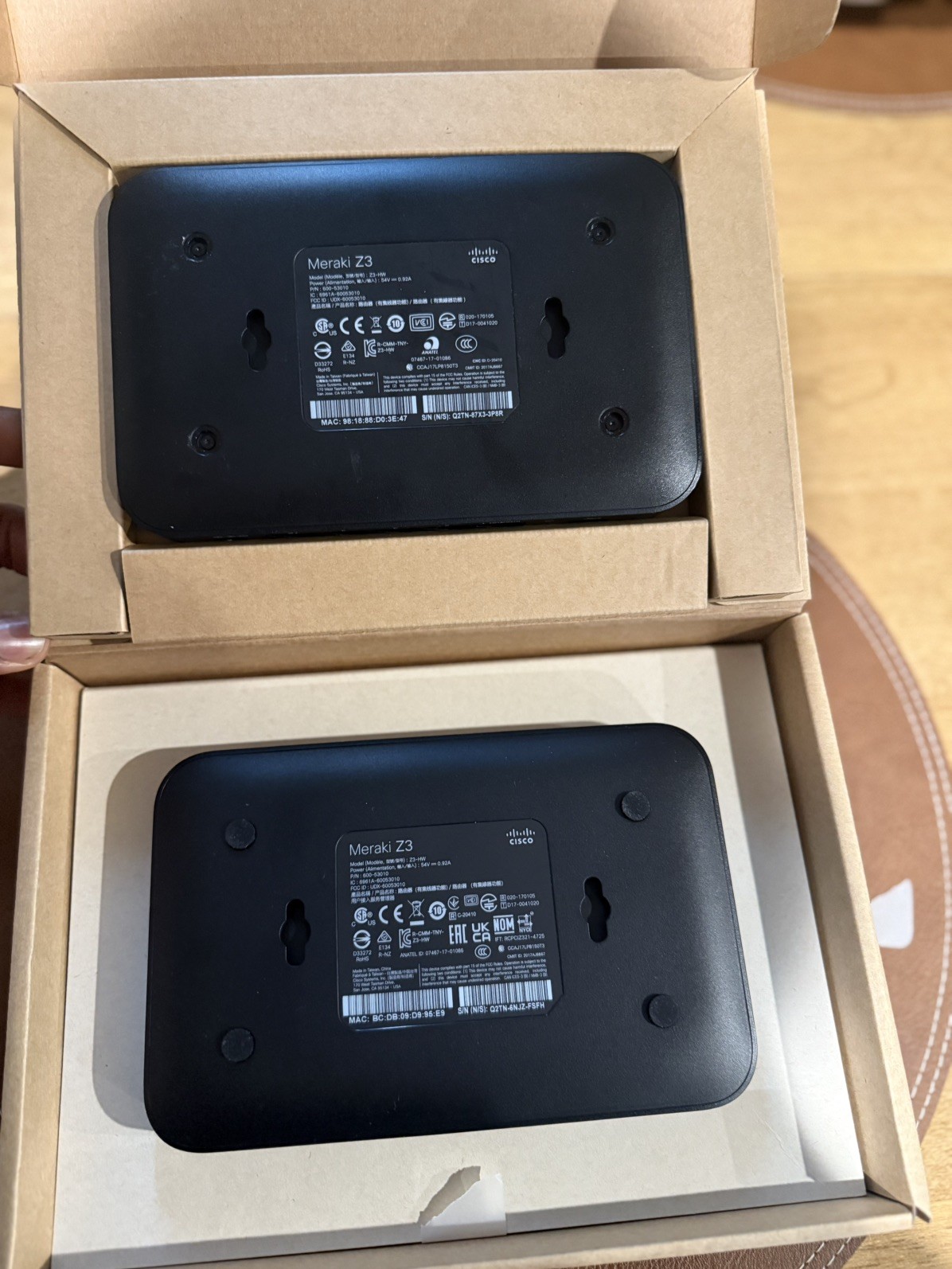 Cisco Meraki Z3 Cloud Managed  Router | 2 Units | 1 Complete, 1 Device Only