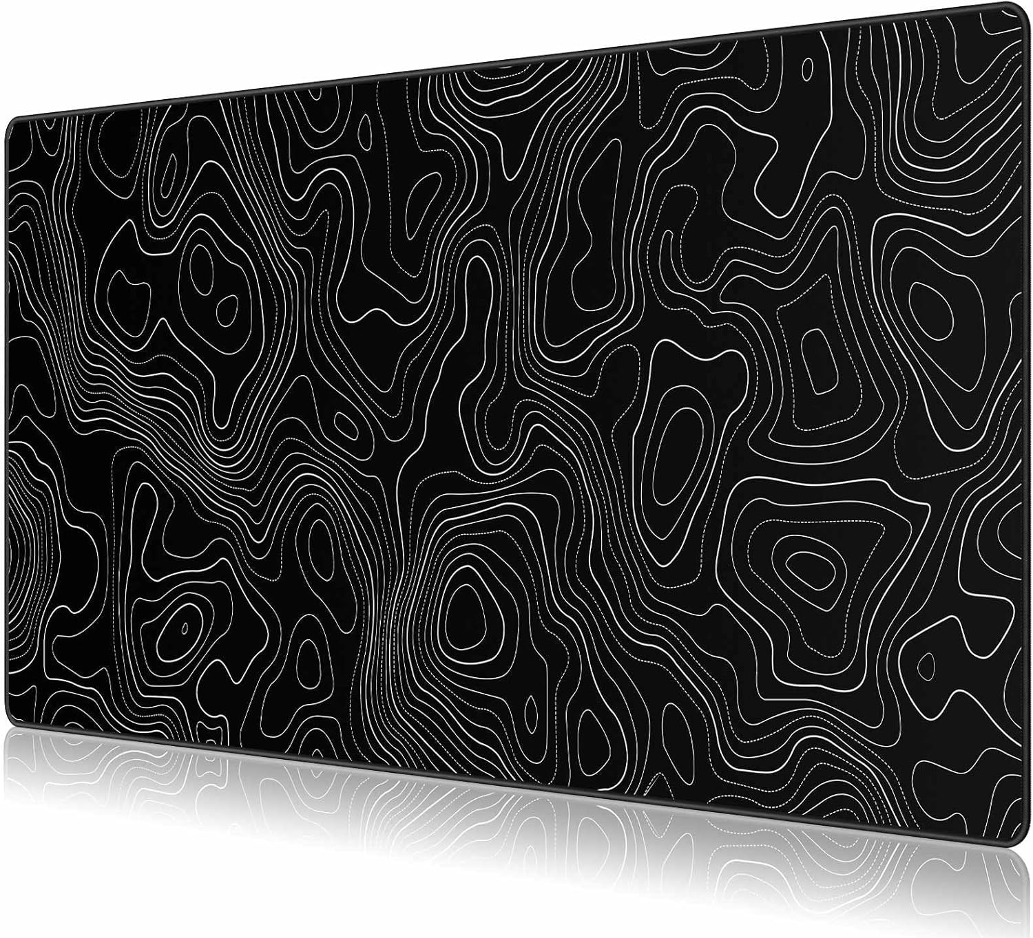 Black Topographic Large Gaming Mouse Pad, XXL Mousepad, Big Mouse Mat Desk Pad f
