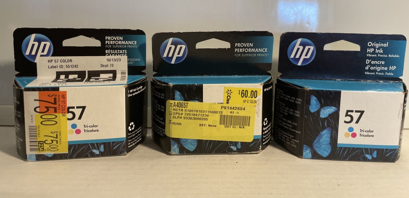 3x HP Original Ink Cartridge 57 Tri-Color C6657AN Option 140 EXP 2016/2019/2022