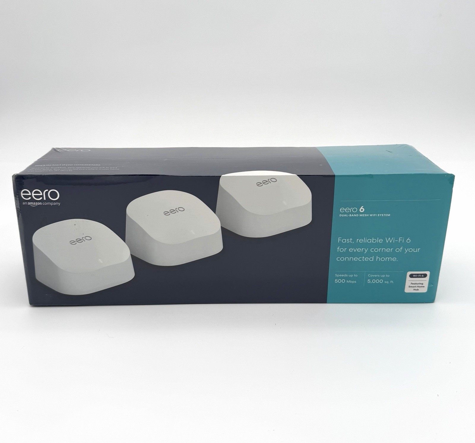 Eero 6 | Dual Band Mesh Wifi System Covers  5000 sq. ft. (3-pack) FACTORY SEALED