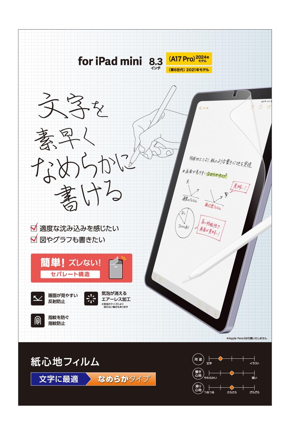 ELECOM Paper-Feel Screen Protector for iPad mini A17 Pro/6th Gen Japan Import
