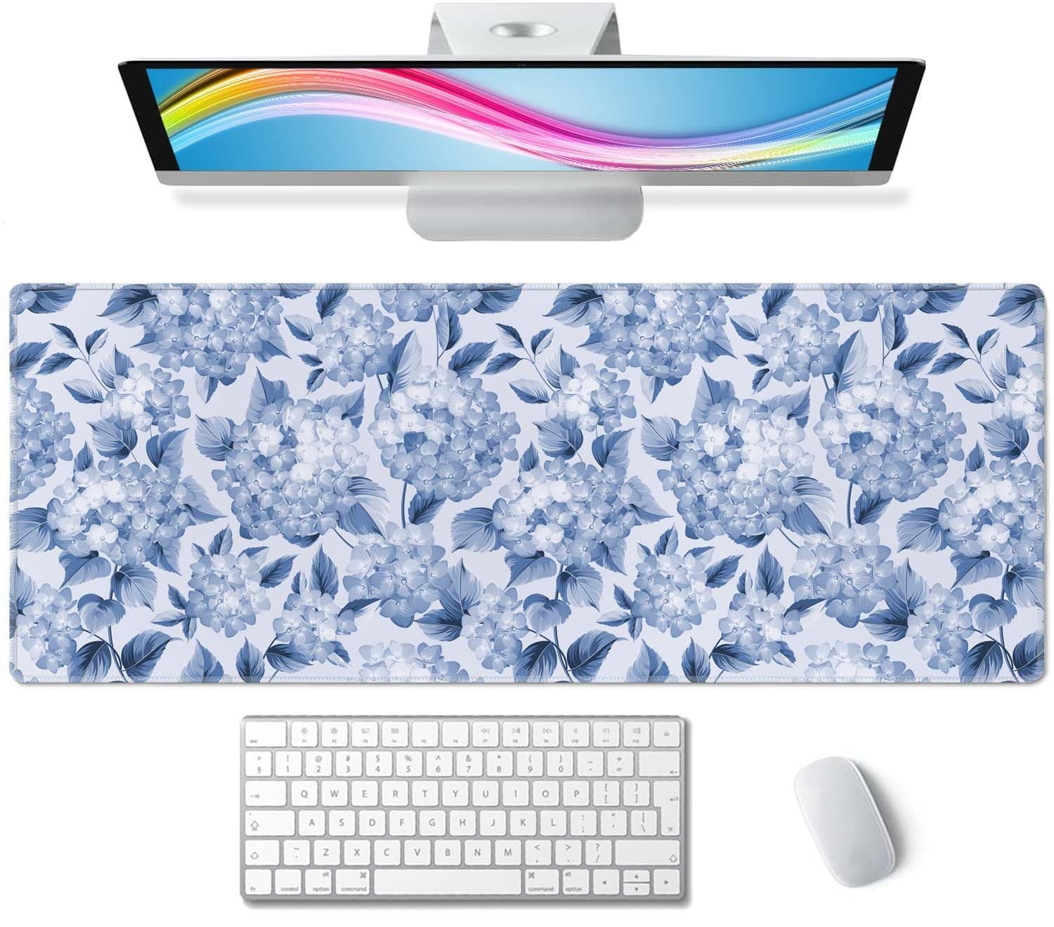 Wasica gaming mouse pad, blue hydrangea flowers
