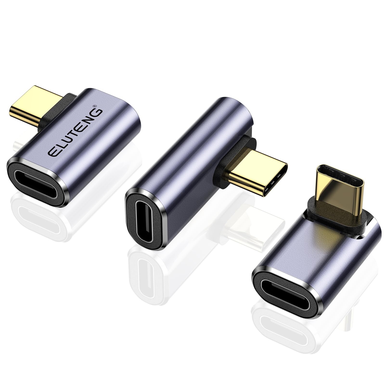 ELUTENG 3 Pack 90 Degree USB C Elbow Adapter 40Gbps Right Angle C with...