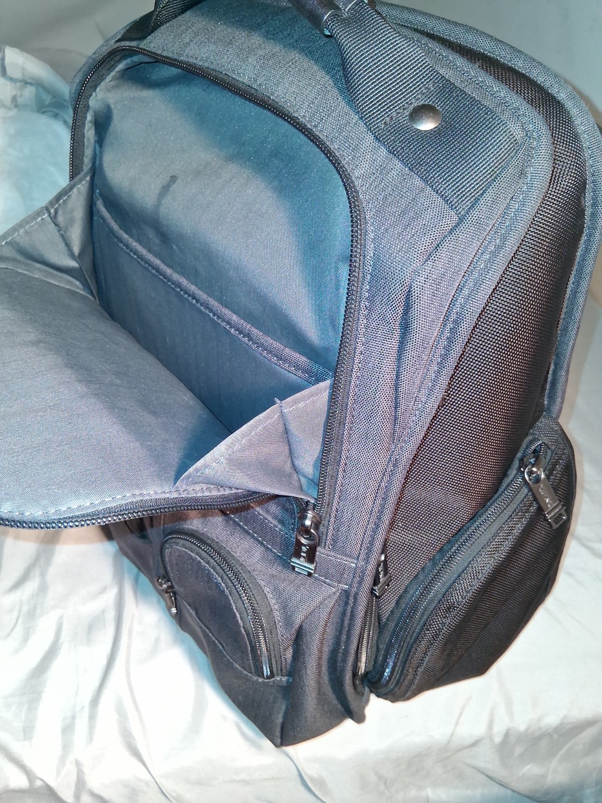 TUMI Solid Gray Laptop Backpack with Padded Compartment & Organizer Pockets