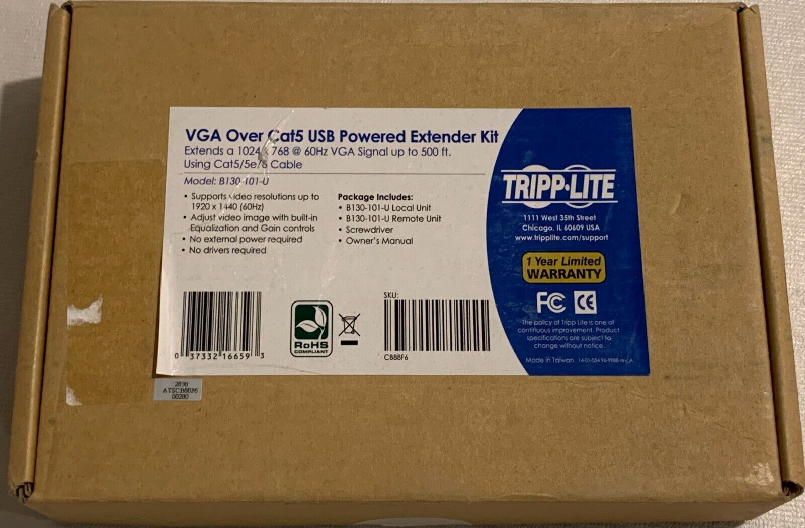 Tripp-Lite B130-101-U VGA OVER Cat5 Extender Kit