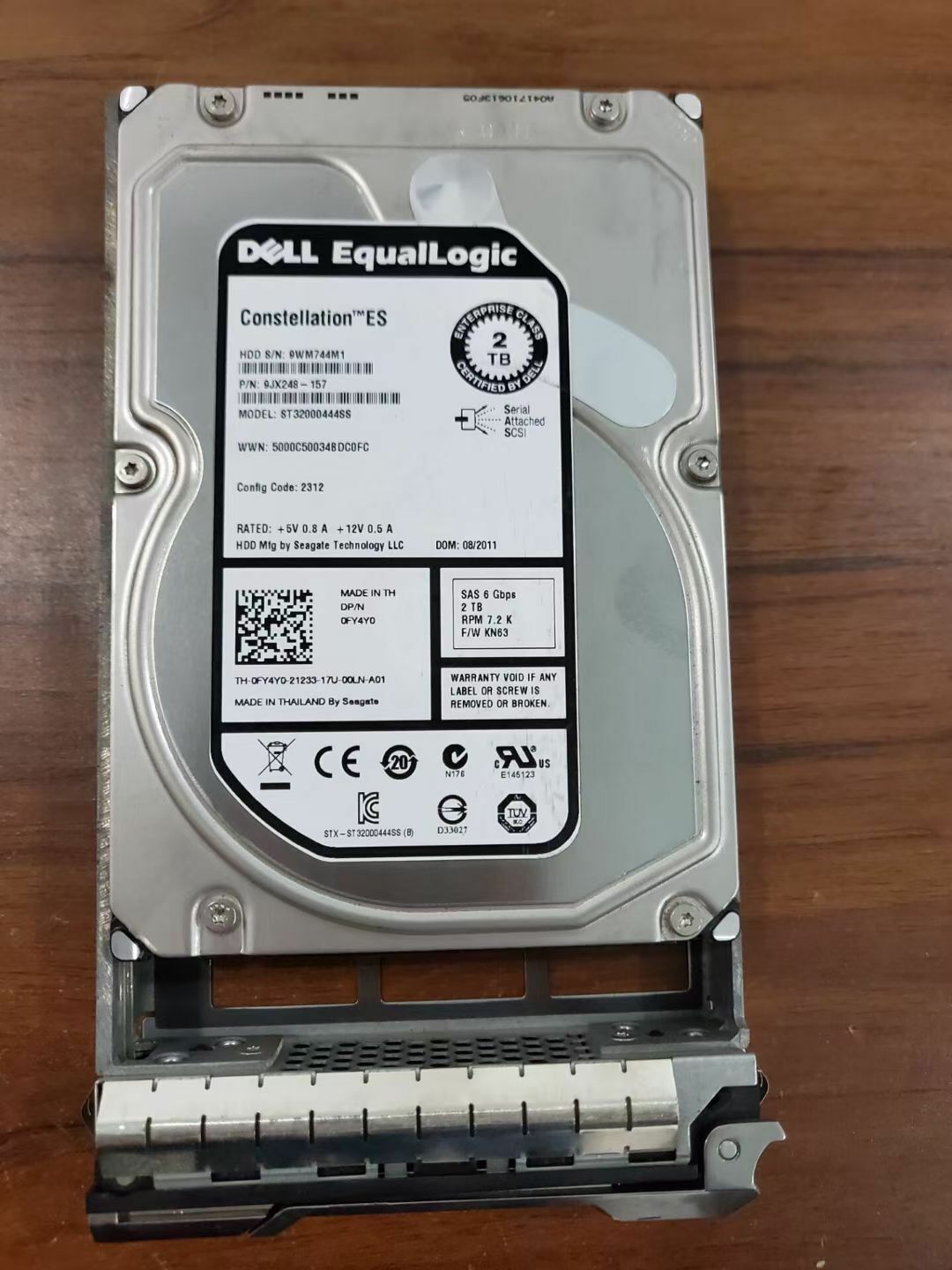  Dell FY4Y0 EqualLogic 2TB 7.2k 3.5" LFF SAS Hard Drive PS4100 PS6100 PS6210
