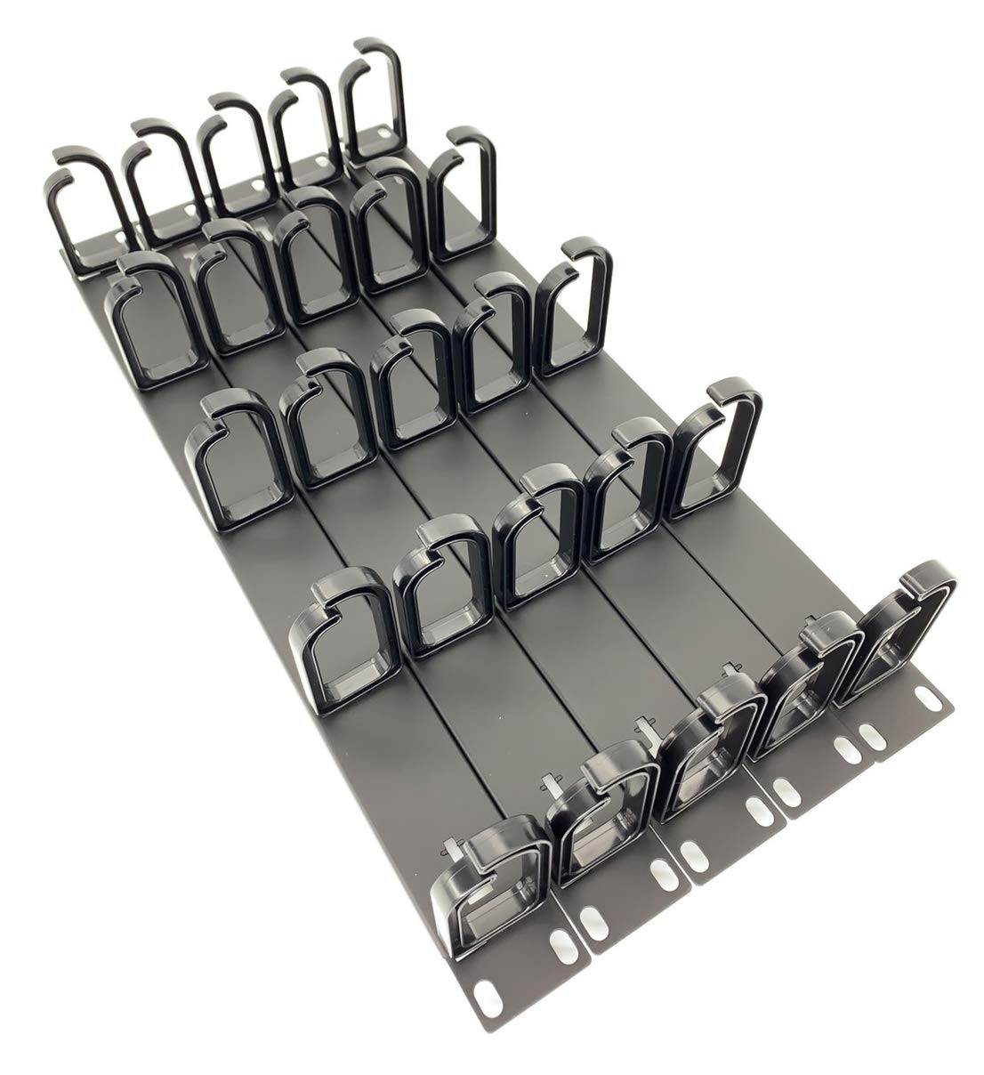 Metamas Lab - 5 Pack 1U 19” Server Rack Cable Management Panel w/D-Ring Hooks -