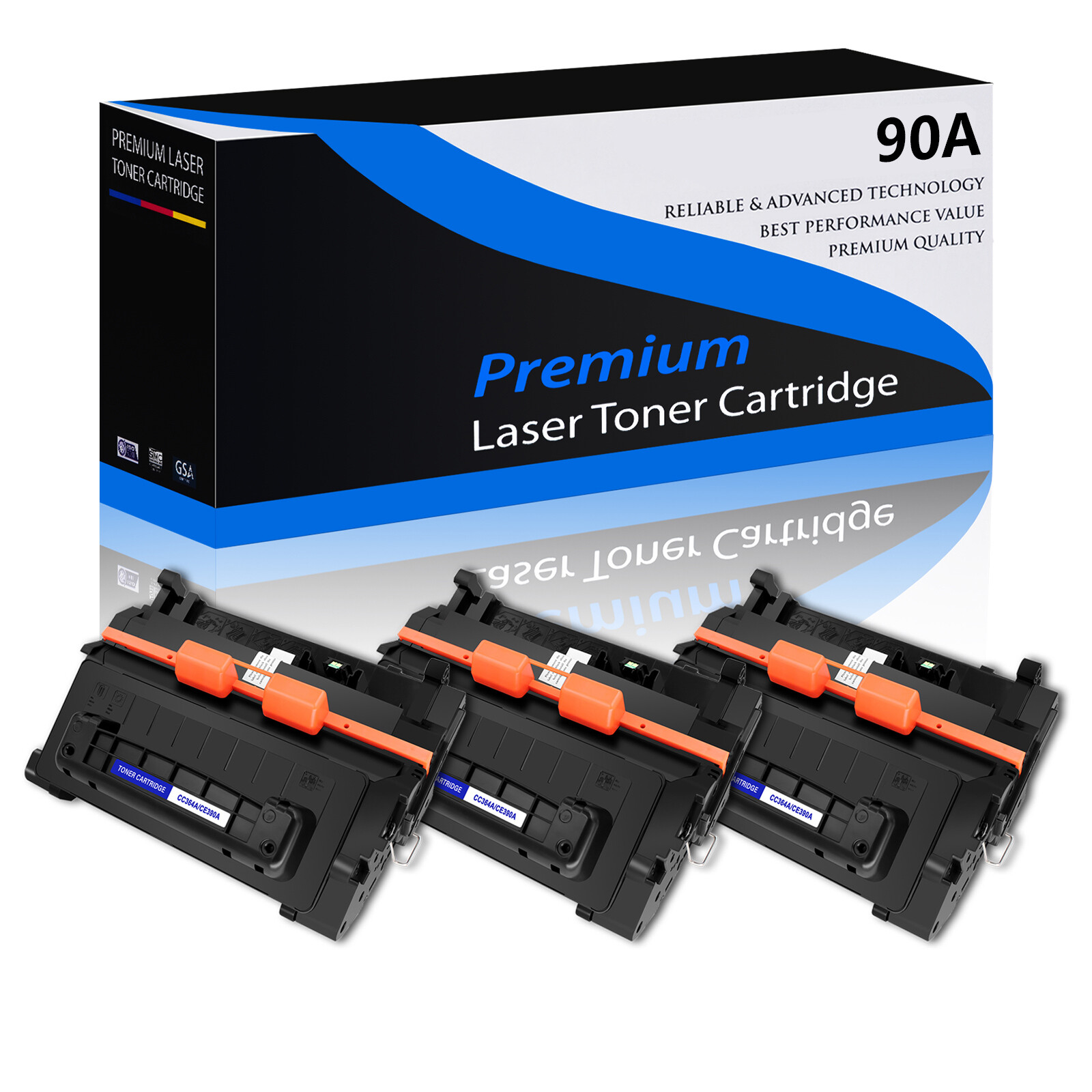 3PK Black High Yield CE390A 90A Toner for HP LaserJet M4555fskm M4555h / M603xh