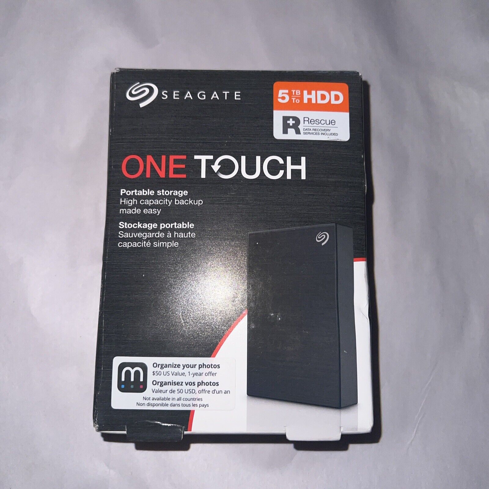 Seagate One Touch 5TB USB External Hard Drive 5 TB rescue HDD -STKC5000400