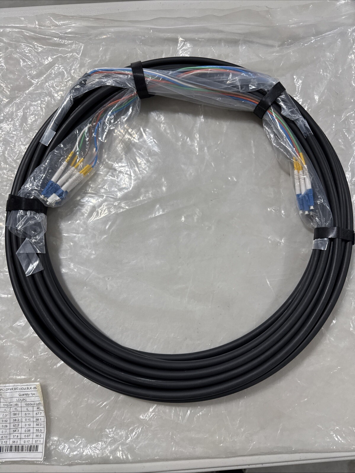 L-Com 6 Strand LC/UPC to LC/UPC 9/125 SM OS2, Distrib. Cable 50 FT *NEW*