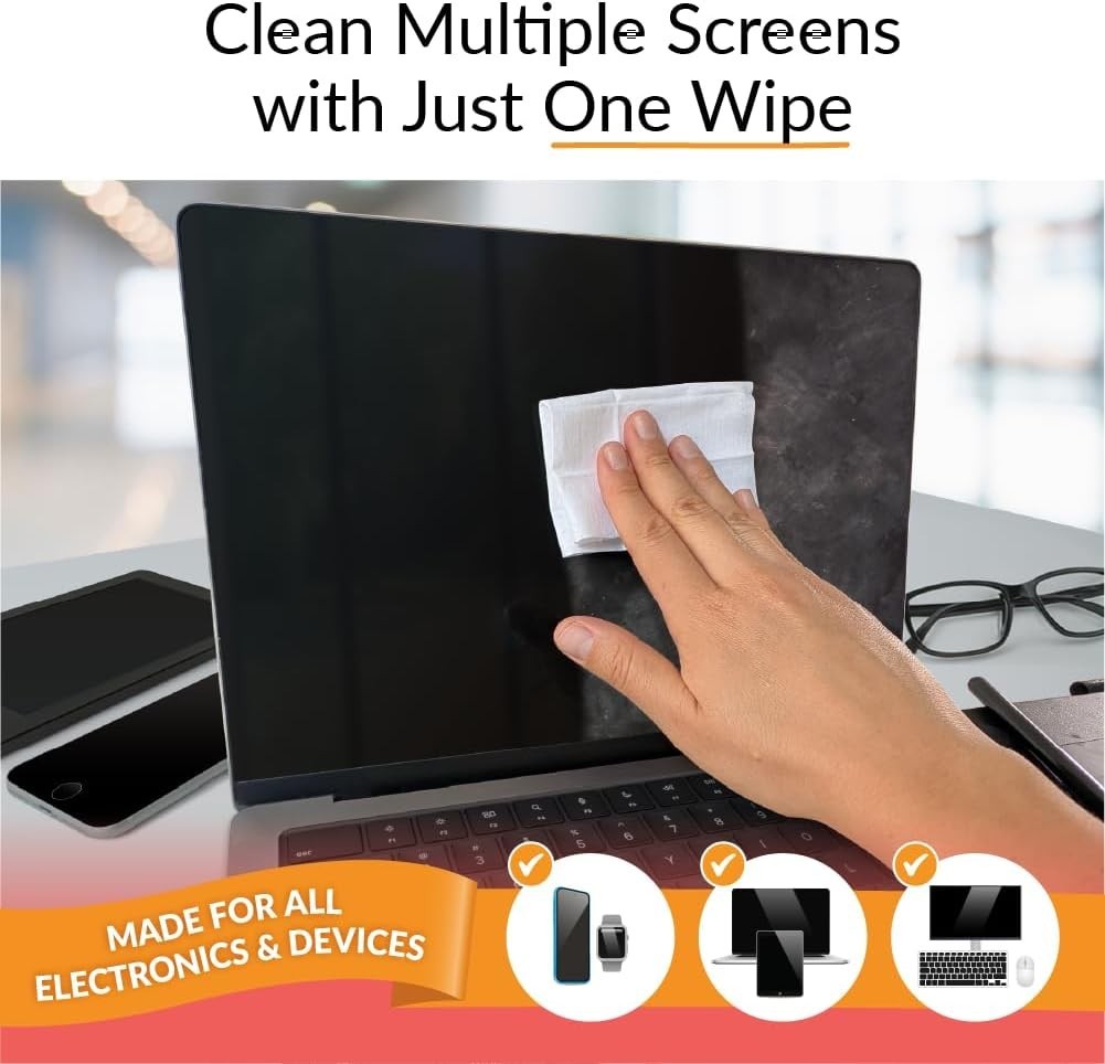 Fast-Drying 100 Count Electronics Wipes - Gentle Care for Screens and Devices