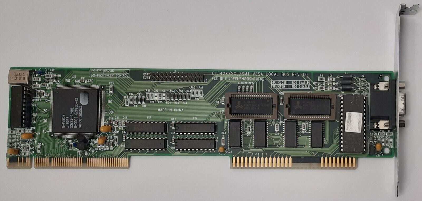 QDI CLVGA542XVL/H VLB Graphics Card (Cirrus Logic CL-GD5429, 2MB, Retro, 1994)