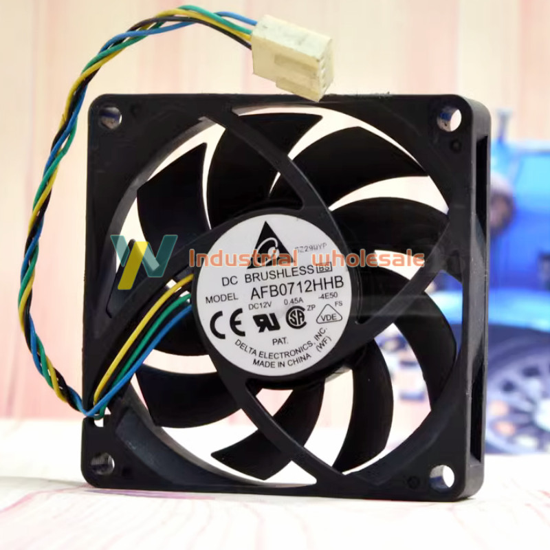 1PC new Delta AFB0712HHB DC brushless CPU cooling fan 12v 0.45A 4 pin 70x70x15mm