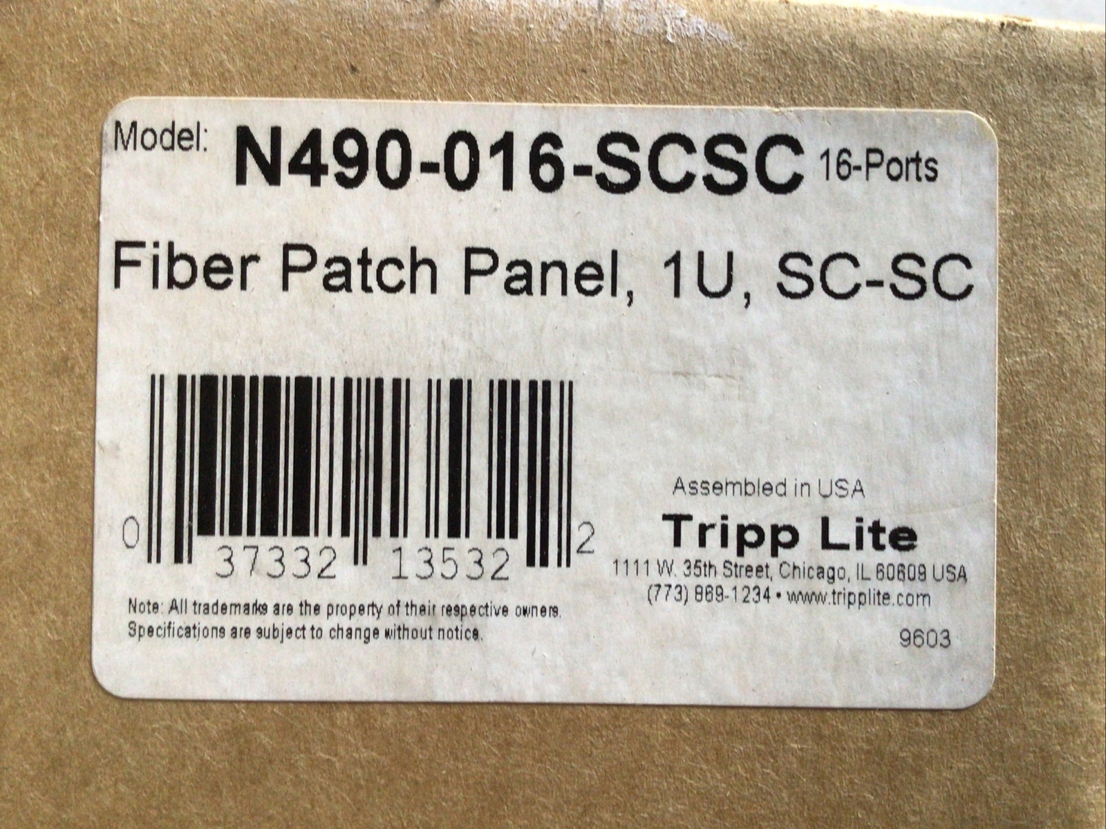TRIPP LITE N490-016-SCSC 16 Port Fiber Patch Panel NOS