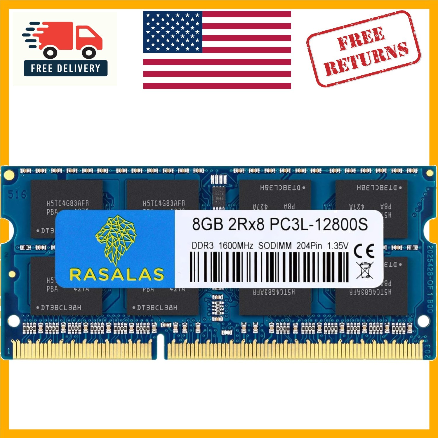 Energy-Efficient 8GB PC3L-12800S 204-Pin SODIMM RAM for Fast Laptop Boost