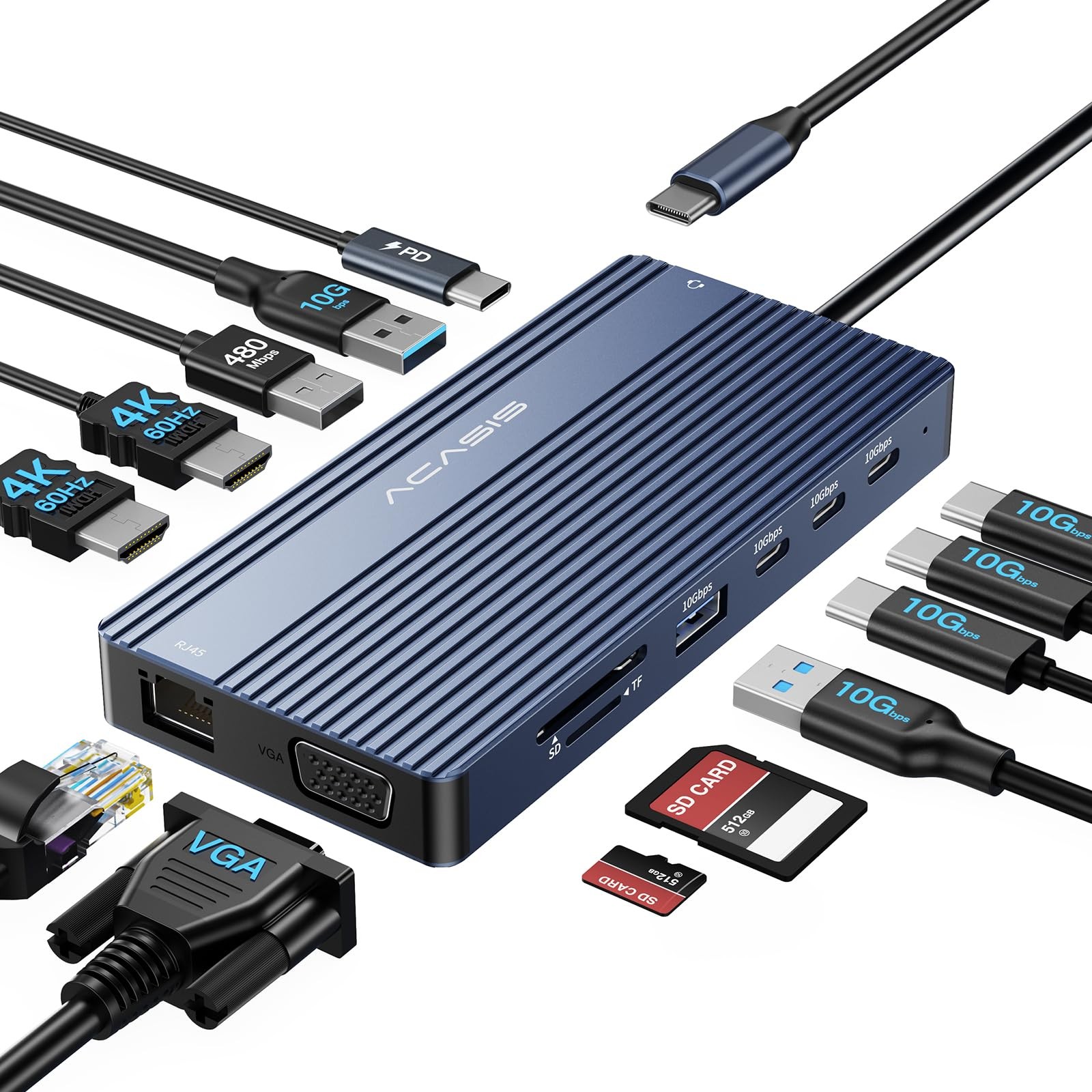 USB C Docking Station Dual HDMI Monitor,14 in 1 Laptop Docking Station 3 Moni...