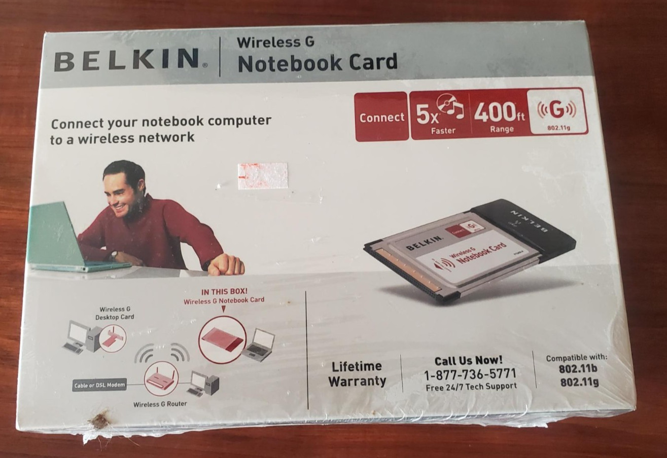 Belkin Wireless G Notebook Card 802.11g/802.11b WiFi LAN PCMCIA New Box F5D7010 