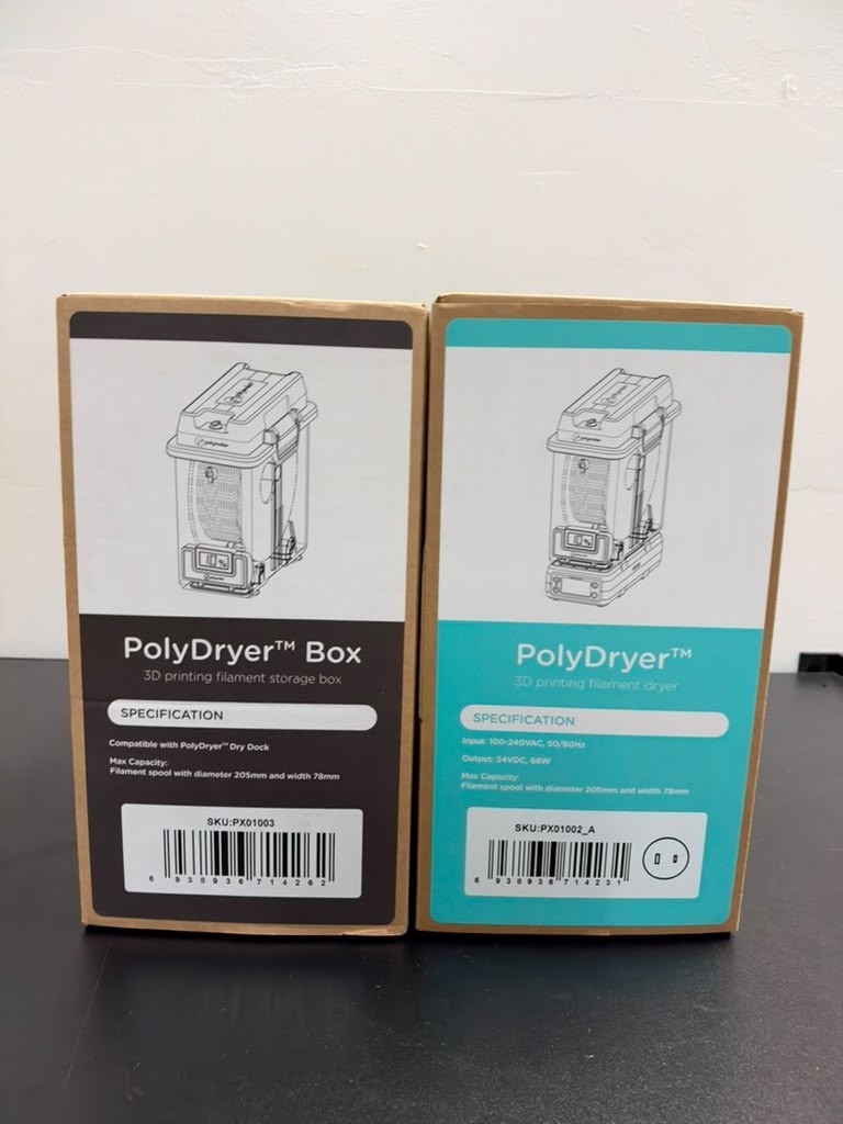 Polymaker PolyDryer Filament Dryer + PolyDryer Box Lot of 2 PX01002 PX01003