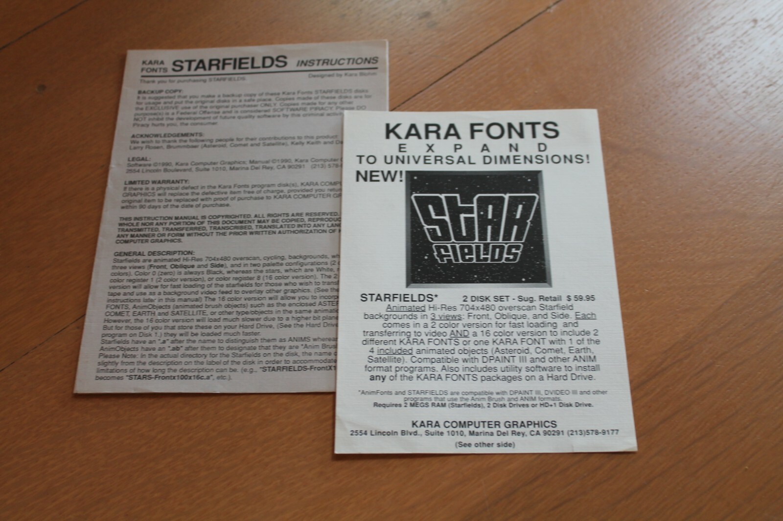 Kara Fonts Starfield Instructions for the Commodore Amiga - no disks