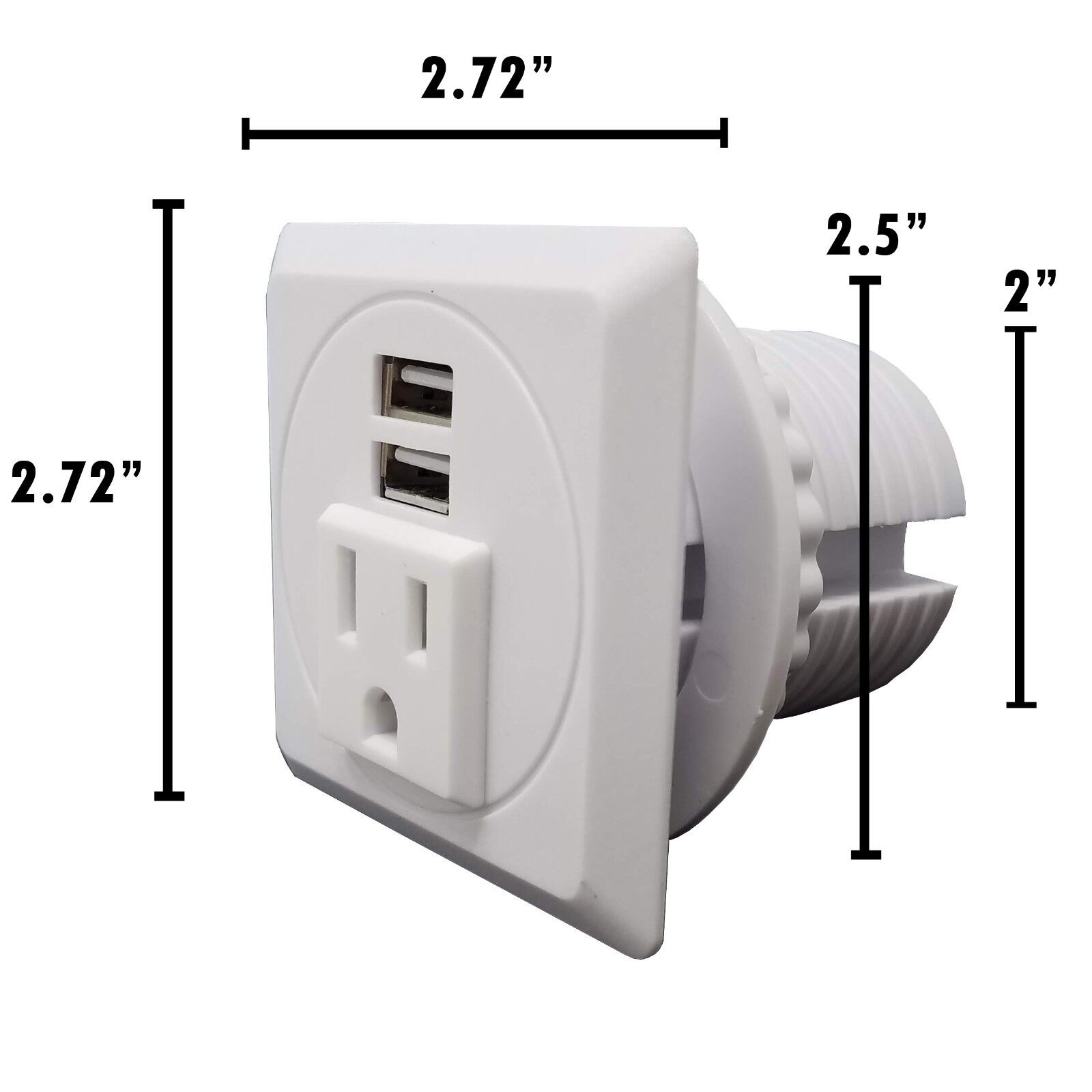 Desktop Power Grommet W/ 2 USB Charging Ports 1 AC Outlet-Fit 2