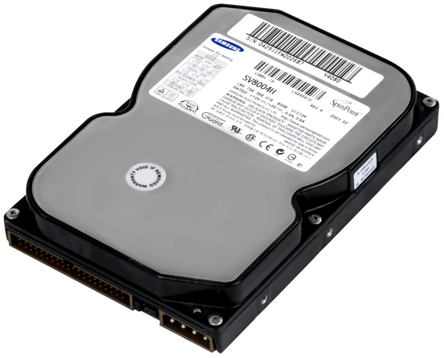 HARD DRIVE SAMSUNG SpinPoint V40 SV8004H 80GB 5.4k 2MB ATA 3.5''