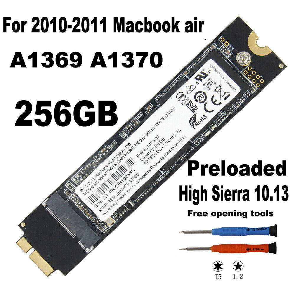 256GB SSD 12+6pin For Apple MacBook Air 11” A1370, 13” A1369 Late 2010 Mid 2011