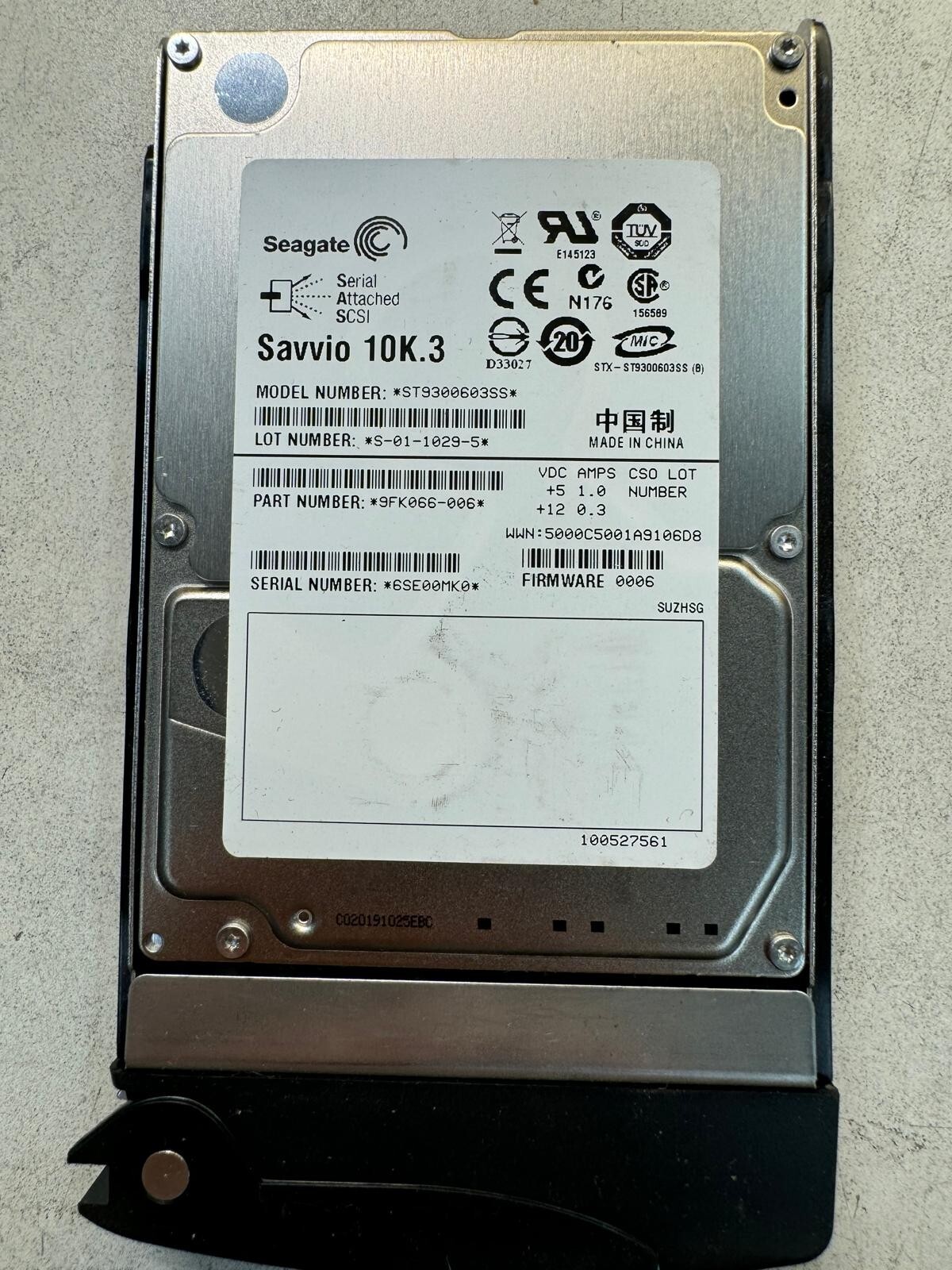 SEAGATE 9FK066-006 ST9300603SS 300GB 10K RPM 16MB Cache 6 Gb/s SAS 2.5" HDD