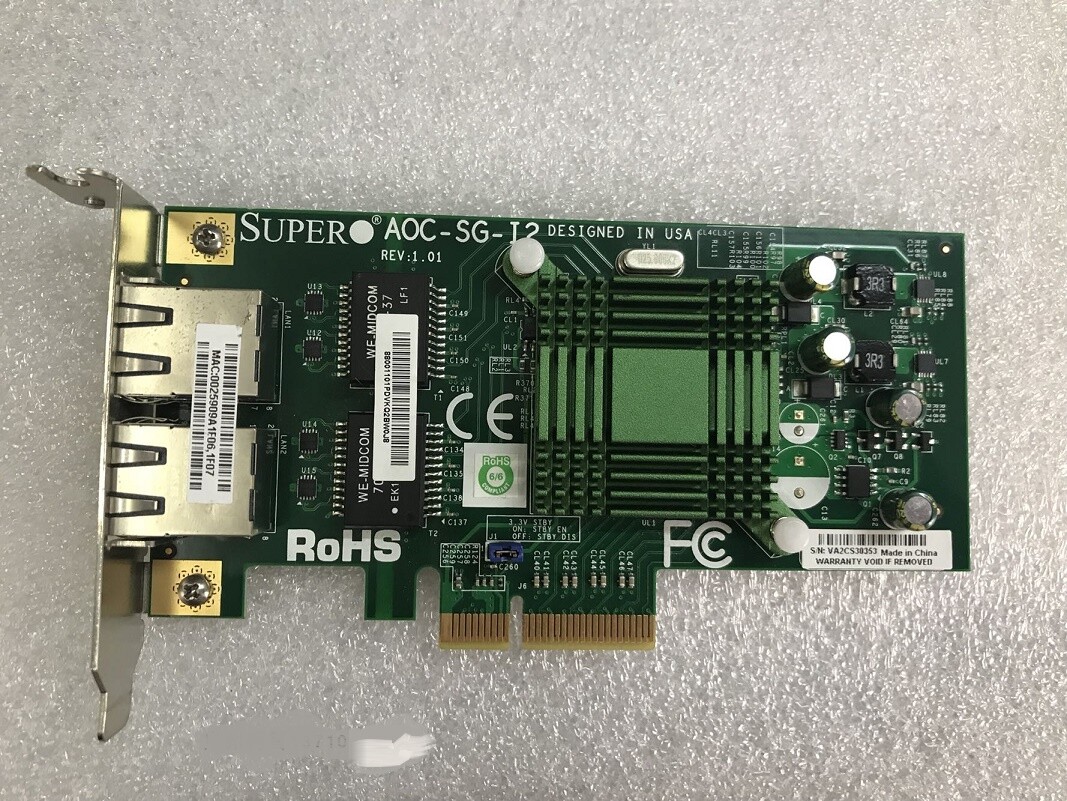 AOC-SG-I2 Supermicro Dual Port 2x 1GbE Ethernet LAN PCIe Addon Intel 82575EB NIC