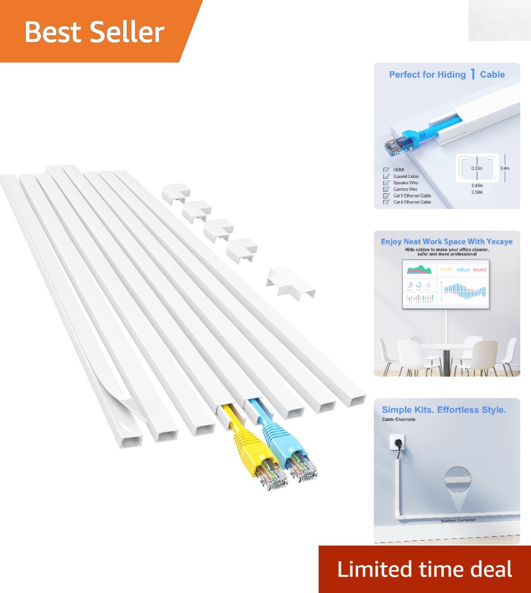 Minimalist 113-Inch Cable Concealer – Effortless Installation for Modern Homes