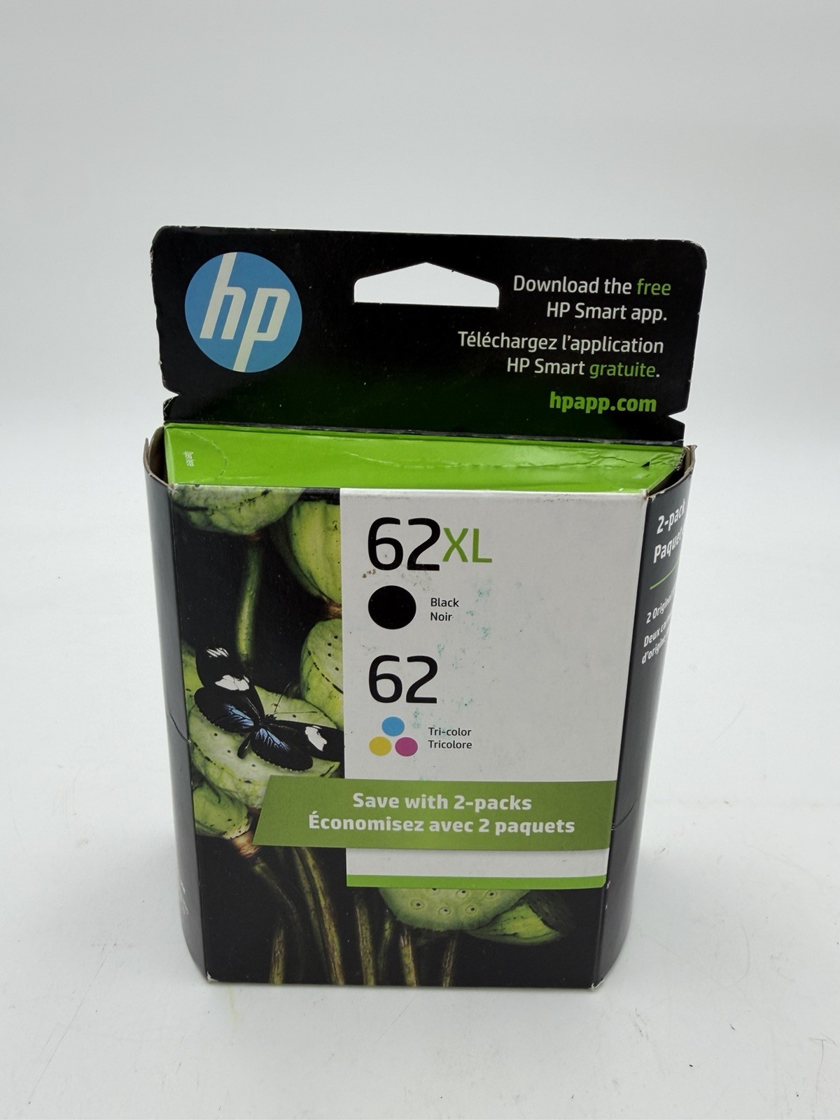 Genuine HP 62 XL Black & 62 Tri-Color Ink Combo 2 Pack 12/25 New Sealed 09/2025