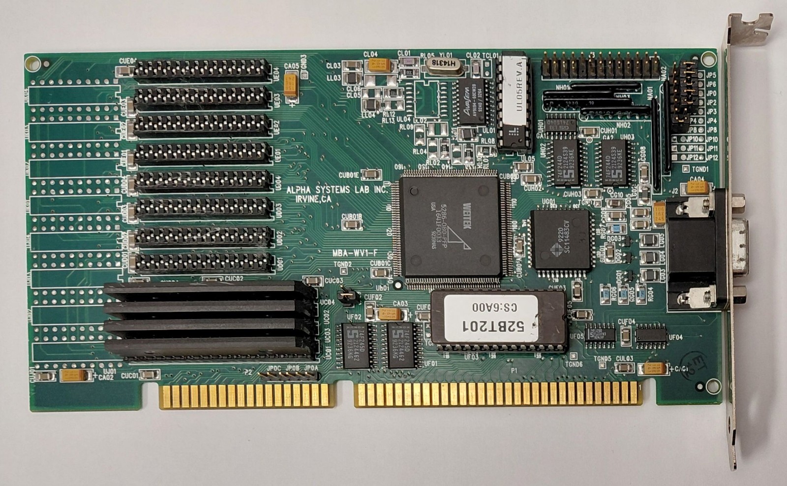 Alpha Systems Lab MBA-WV1-F ISA Graphics Card (Weitek 5286, 512KB, Retro, 1992)