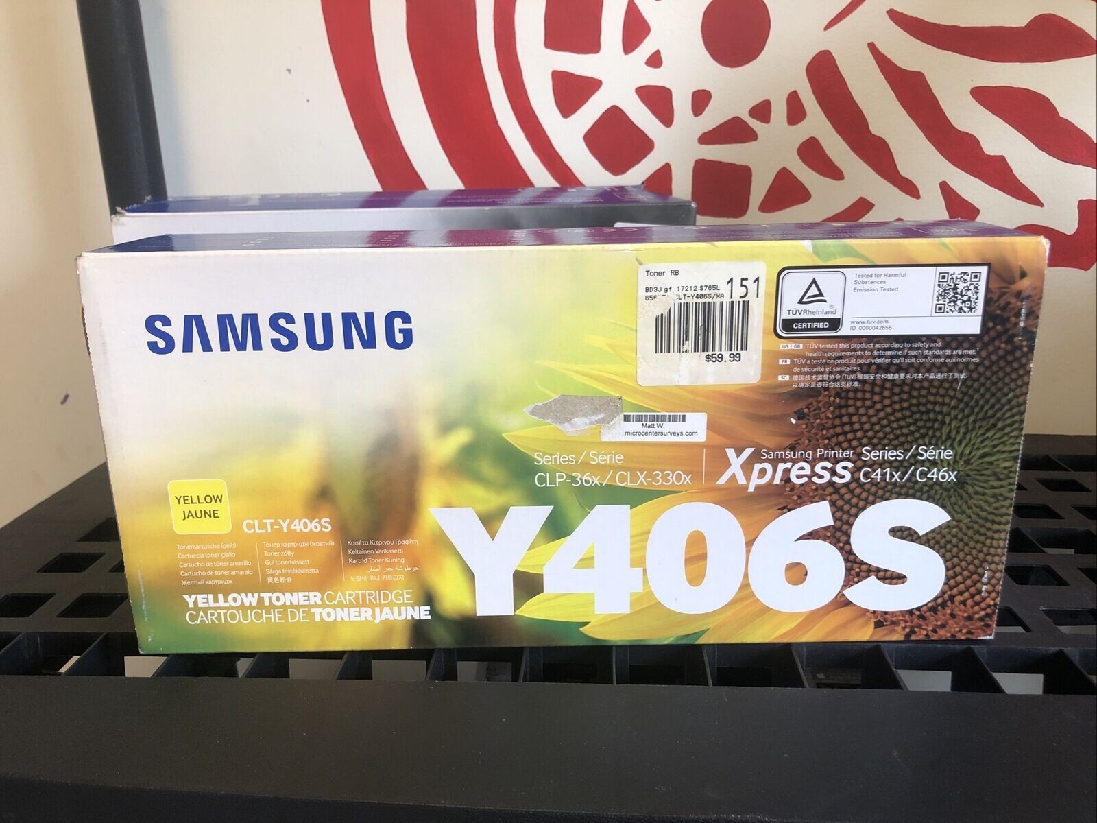New OEM Sealed Genuine Samsung CLT-Y406S Yellow Toner Print Cartridge