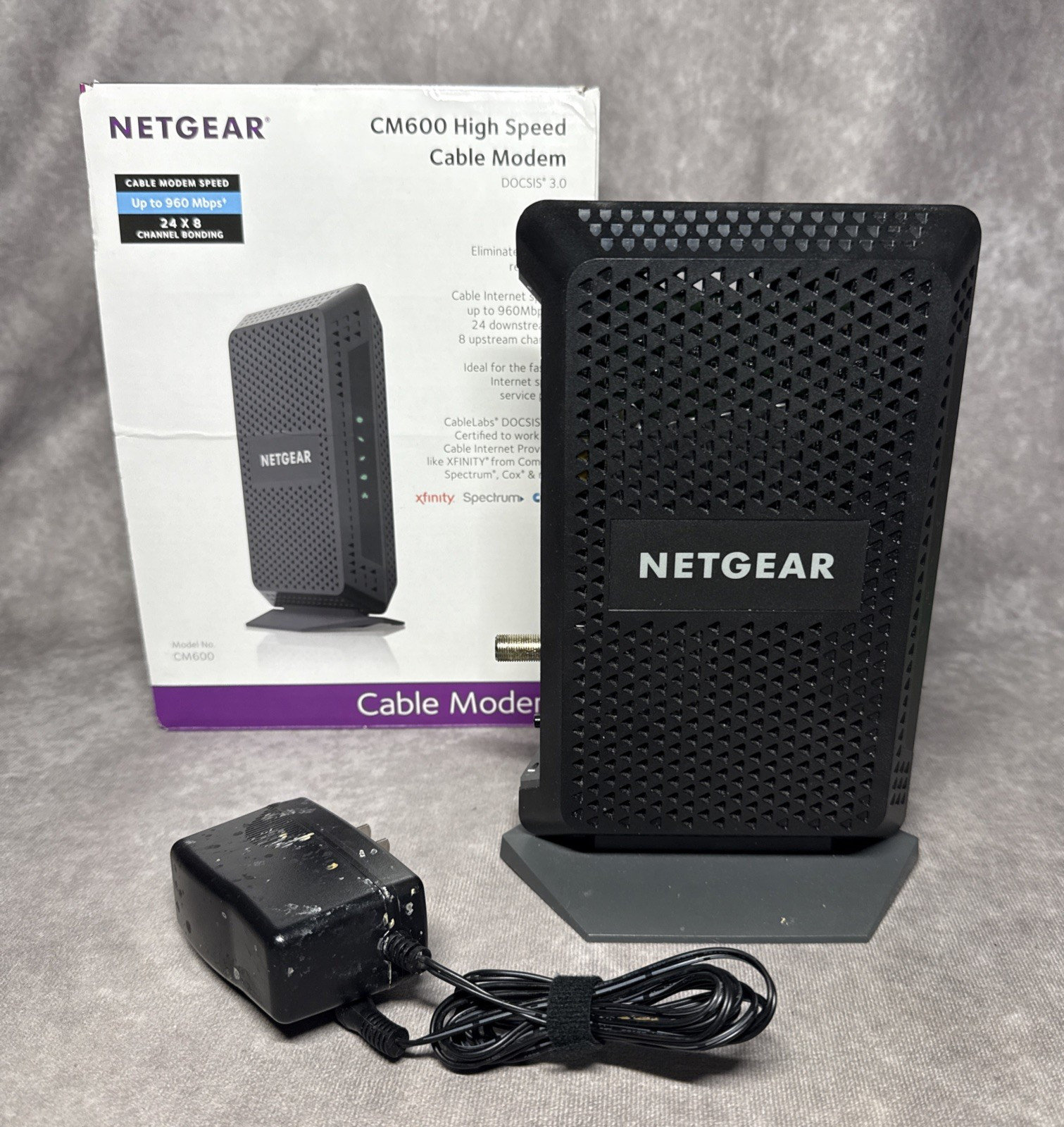 NETGEAR CM600-100NAS DOCSIS 3.0 Cable Modem 24x8 Gigabit Xfinity Spectrum Cox