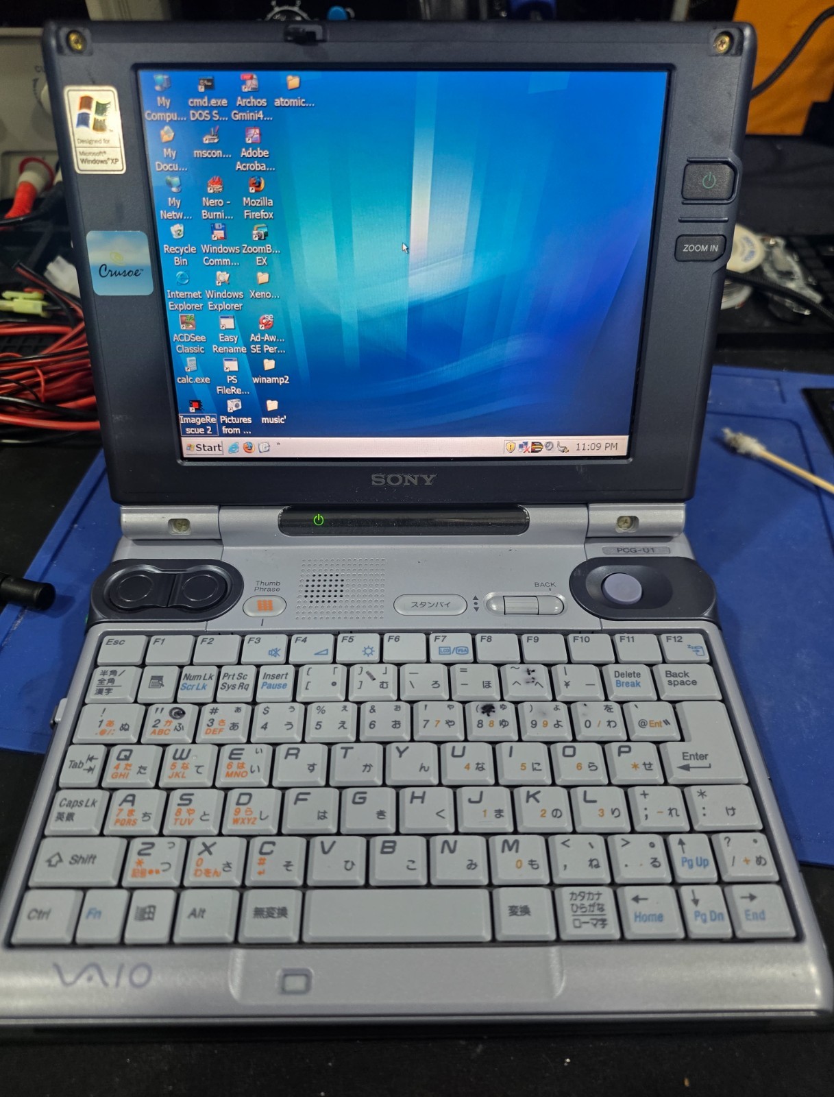 Sony Vaio PCG-U1 UMPC Laptop Windows XP 867 MHz Transmeta Crusoe TM5800 CPU RARE