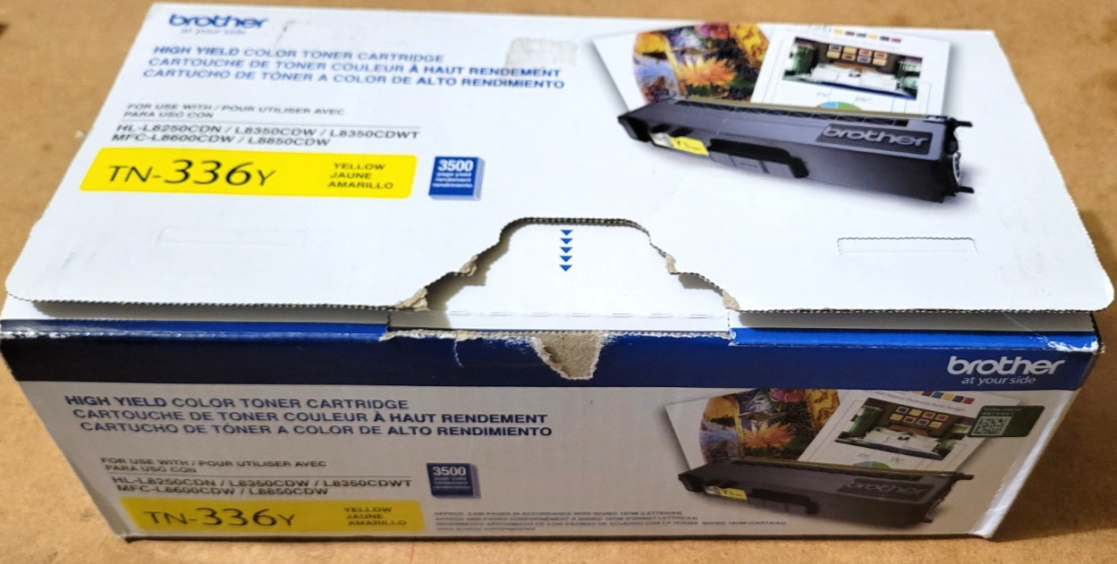 Brother TN336Y High Yield Yellow Toner Cartridge Open Box/ Sealed