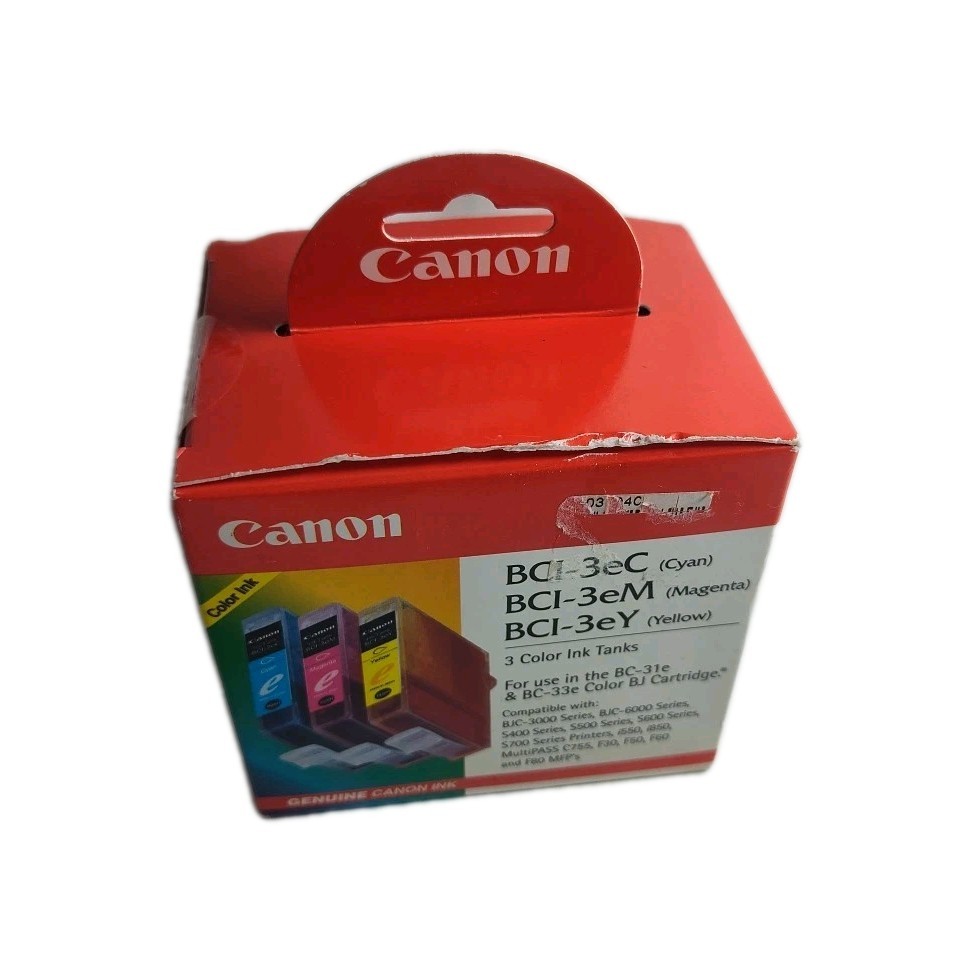 Canon 3e Cyan Yellow Magenta Color Ink Cartridges BCI-3e Combo Set – Sealed