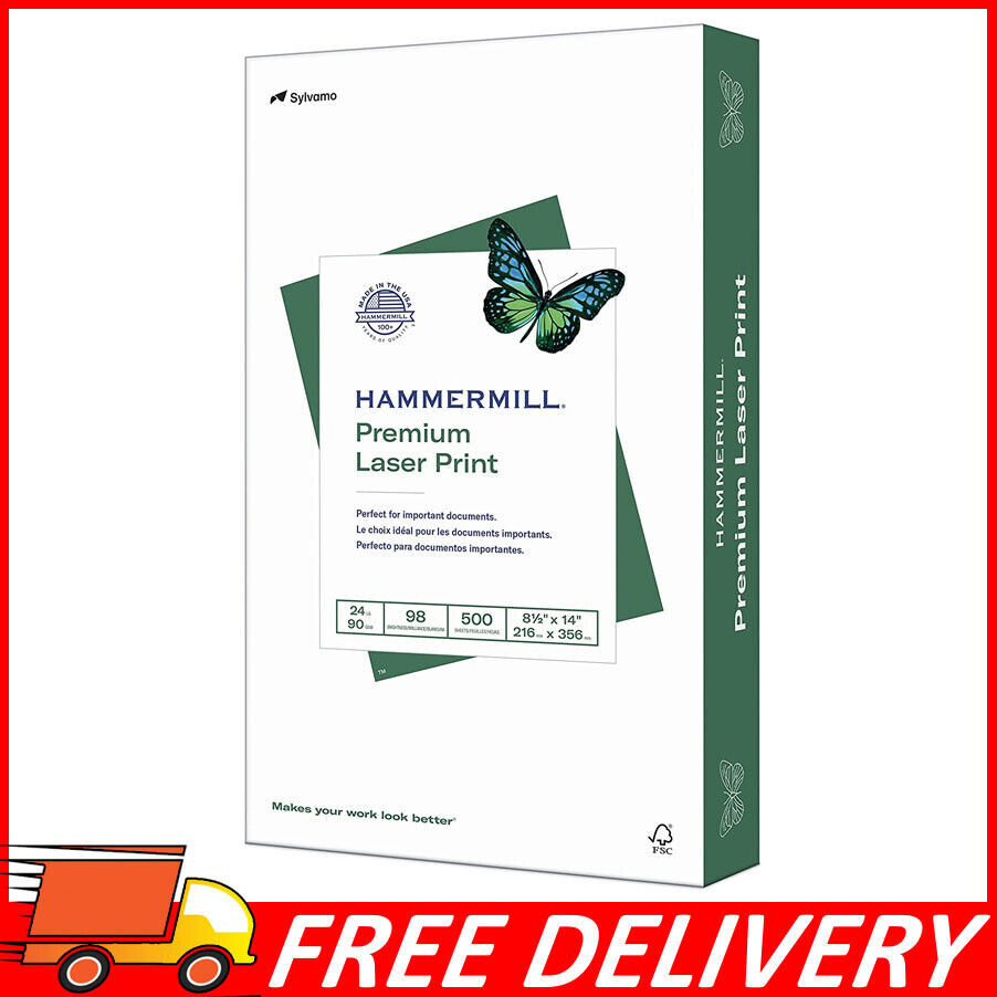Hammermill Premium Laser Printer Print 24 lb, 8.5 x 14-1 Ream (500 ct) 98 Bright