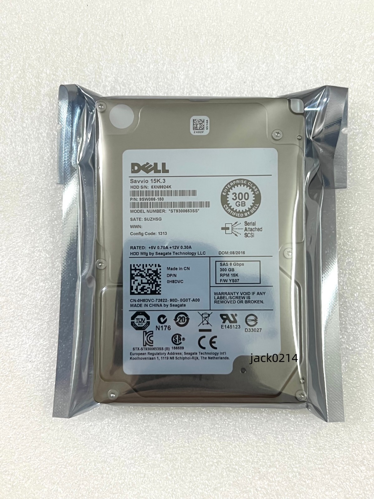 DELL 0H8DVC H8DVC ST9300653SS 300GB 15K 2.5" 6Gbps SAS HARD DRIVE