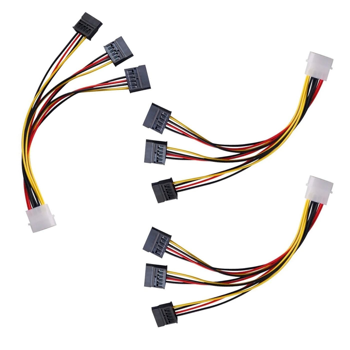 ThtRht 3 Pack 4Pin Molex to 3X Sata 15Pin Splitter Connector Power Black 