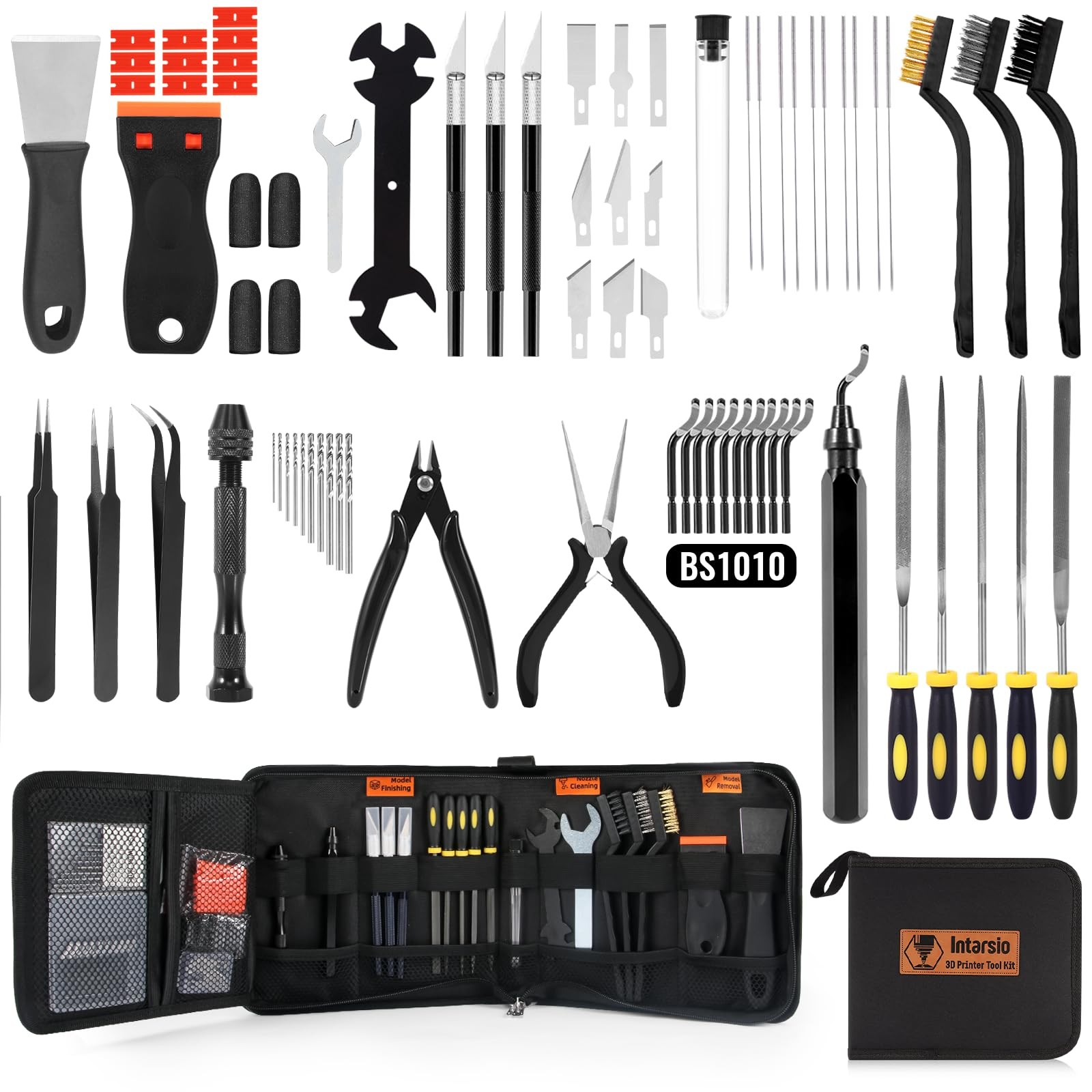68Pcs 3D Printer Tool Kit Deburring Scrapers Files Brushes Nozzle Cleaning Case