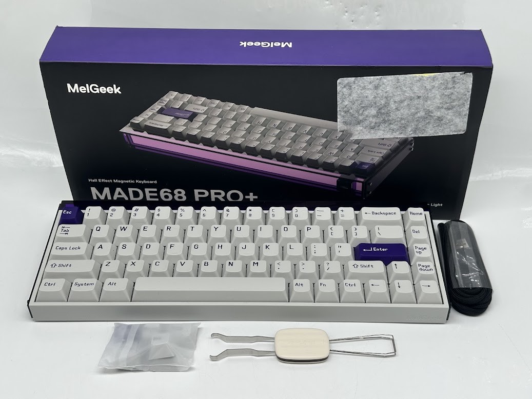 MelGeek MADE68 Pro+ 65% Wired Magnetic Gaming Keyboard - White/Purple