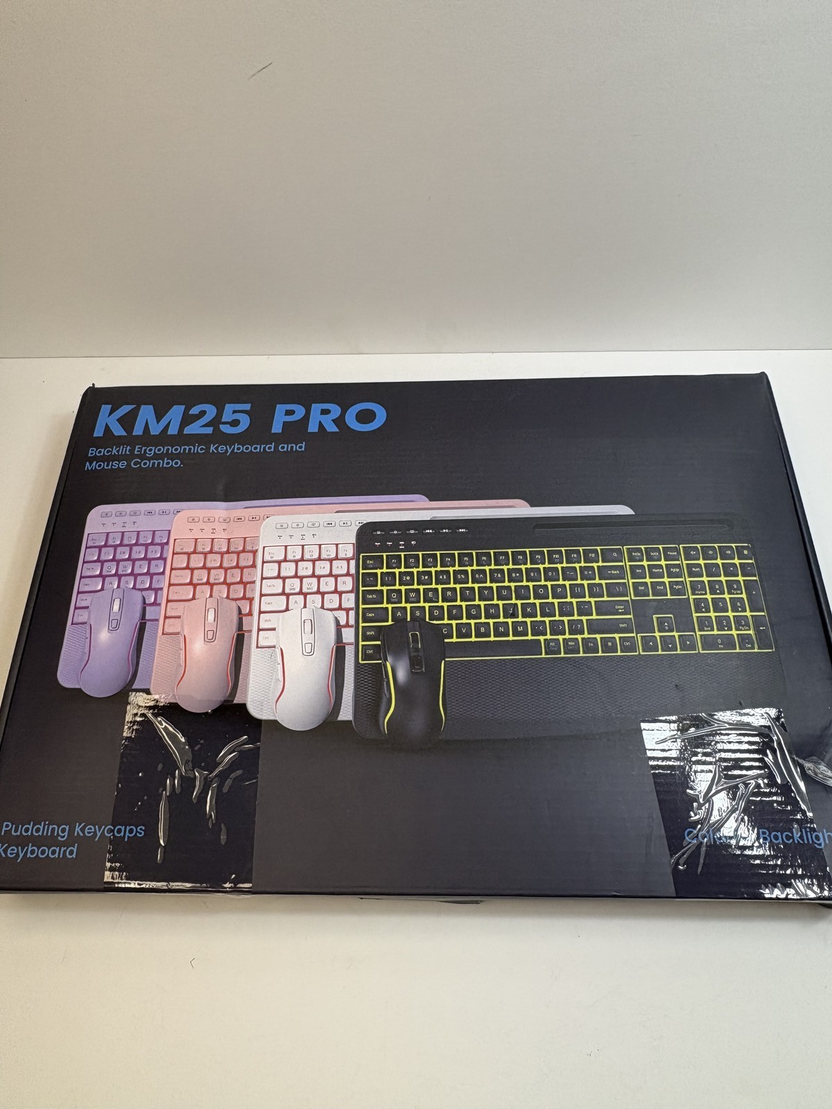 KM25 PRO Backlit Ergonomic Keyboard Mouse wireless Rechargeable SABLUTE