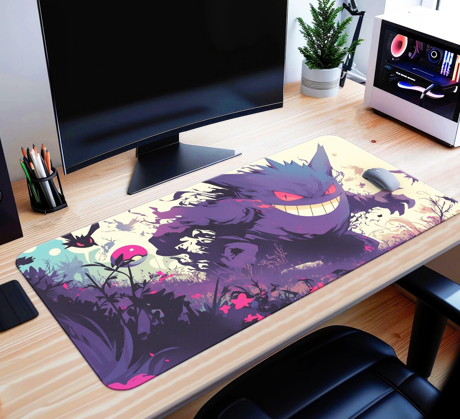 Gengar Desk Mat, Custom Pokemon Mouse Pad Large Gaming Mousepad N6985