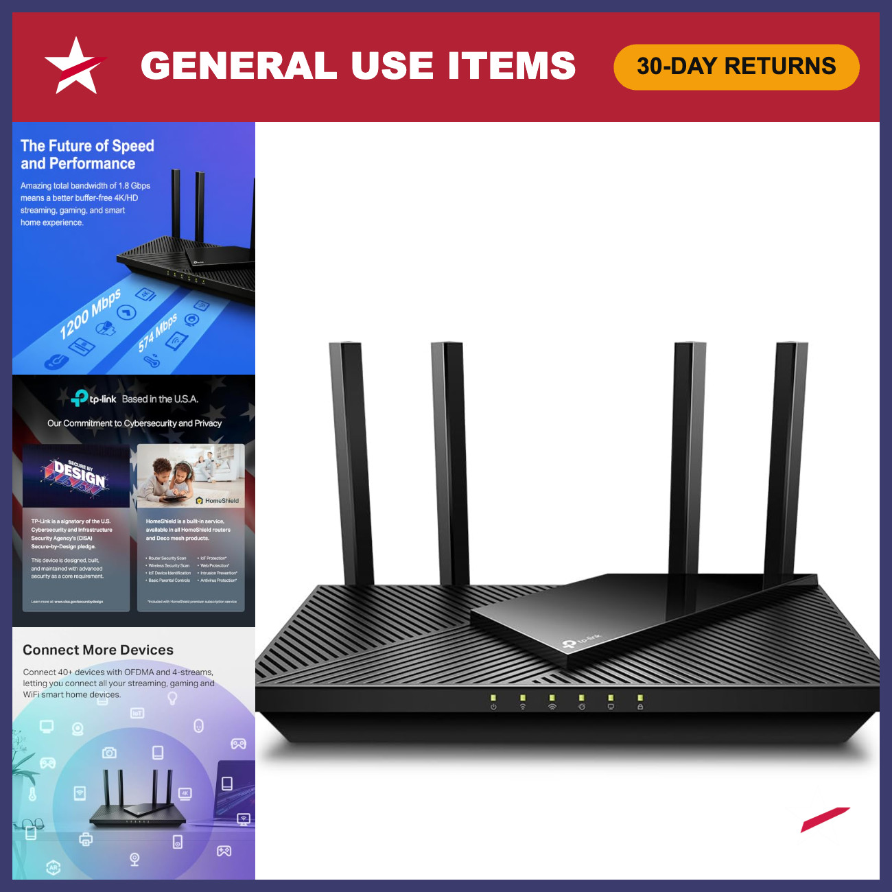 AX1800 WiFi 6 Router, Dual Band Gigabit, High-Speed Internet, Easy Setup
