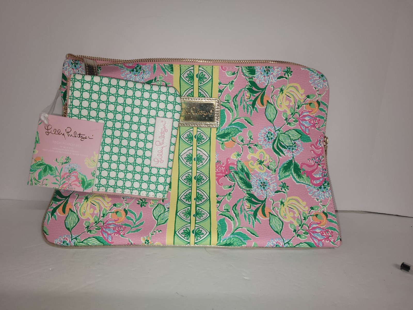 Lilly Pulitzer tech Pouch.  New With Tags. Large 13"×9" Small 5"×5"